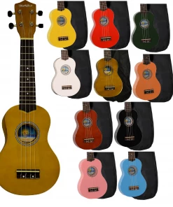 Hula Beach USA Colorful Wood Soprano Ukulele With Bag Ukuleles