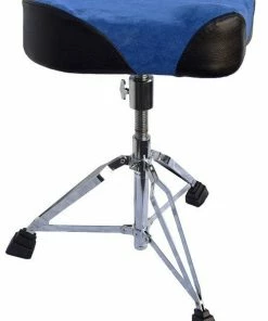 JJ Music Sales SUEDE TOP BIKE SEAT - DRUM THRONE - BLUE Hardware