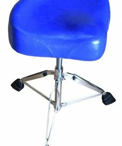 JJ Music Sales LEATHER TOP BIKE SEAT - DRUM THRONE - BLUE Hardware