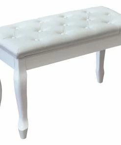 JJ Music Sales Deluxe Piano Keyboard Bench Curved Legs, Polished With Music Compartment Accessories