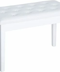 JJ Music Sales Deluxe Piano Keyboard Bench Straight Legs, Polished With Music Compartment