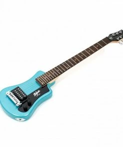 Electric Guitars Hofner HOF-HCT-SH-BL-O Shorty Electric Travel Guitar - Blue - With Gig Bag