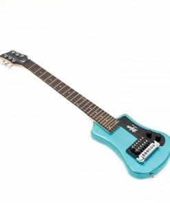 Electric Guitars Hofner HOF-HCT-SH-BL-O Shorty Electric Travel Guitar - Blue - With Gig Bag