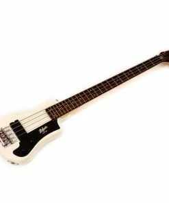 Bass Guitars Hofner HOF-HCT-SHB- WH-O Shorty Electric Travel Bass Guitar - White - With Gig Bag