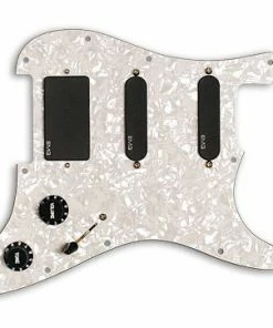 EMG USA Parts EMG Kirk Hammett Strat Pickguard Setup KH20 Black - S/S/81 Combo W/White Pearloid 3 Ply Pickguard