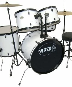 Viper 5 Piece Drum Kit Complete Full Size Acoustic Drums